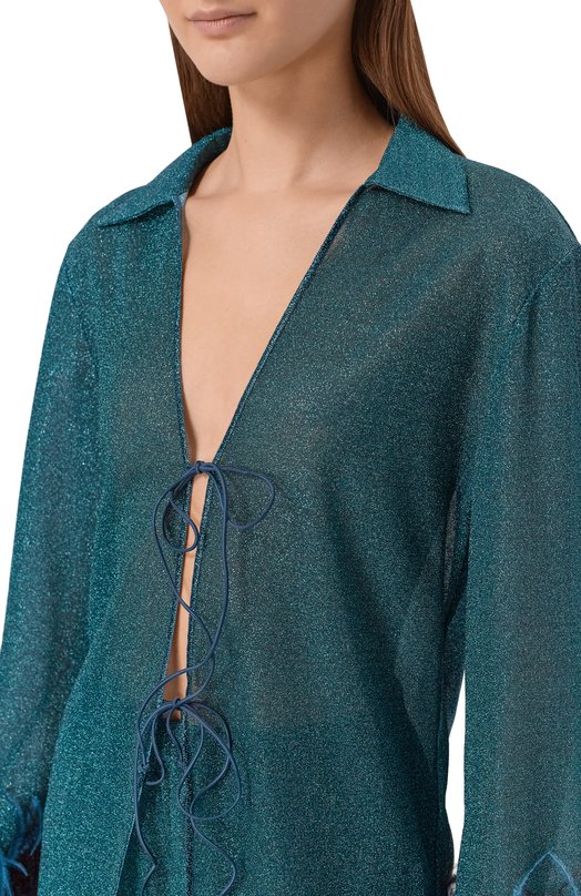 Блузка с отделкой перьями OSEREE LZS261/LUREX PLUMAGE Зелёный  LZS261/LUREX PLUMAGE Фото 5