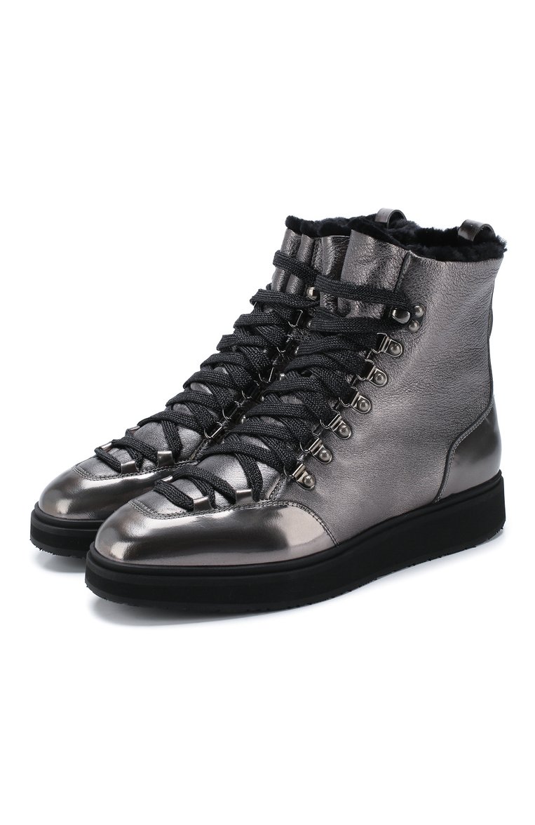 Женские серебряные кожаные ботинки SANTONI купить в интернет-магазине ...