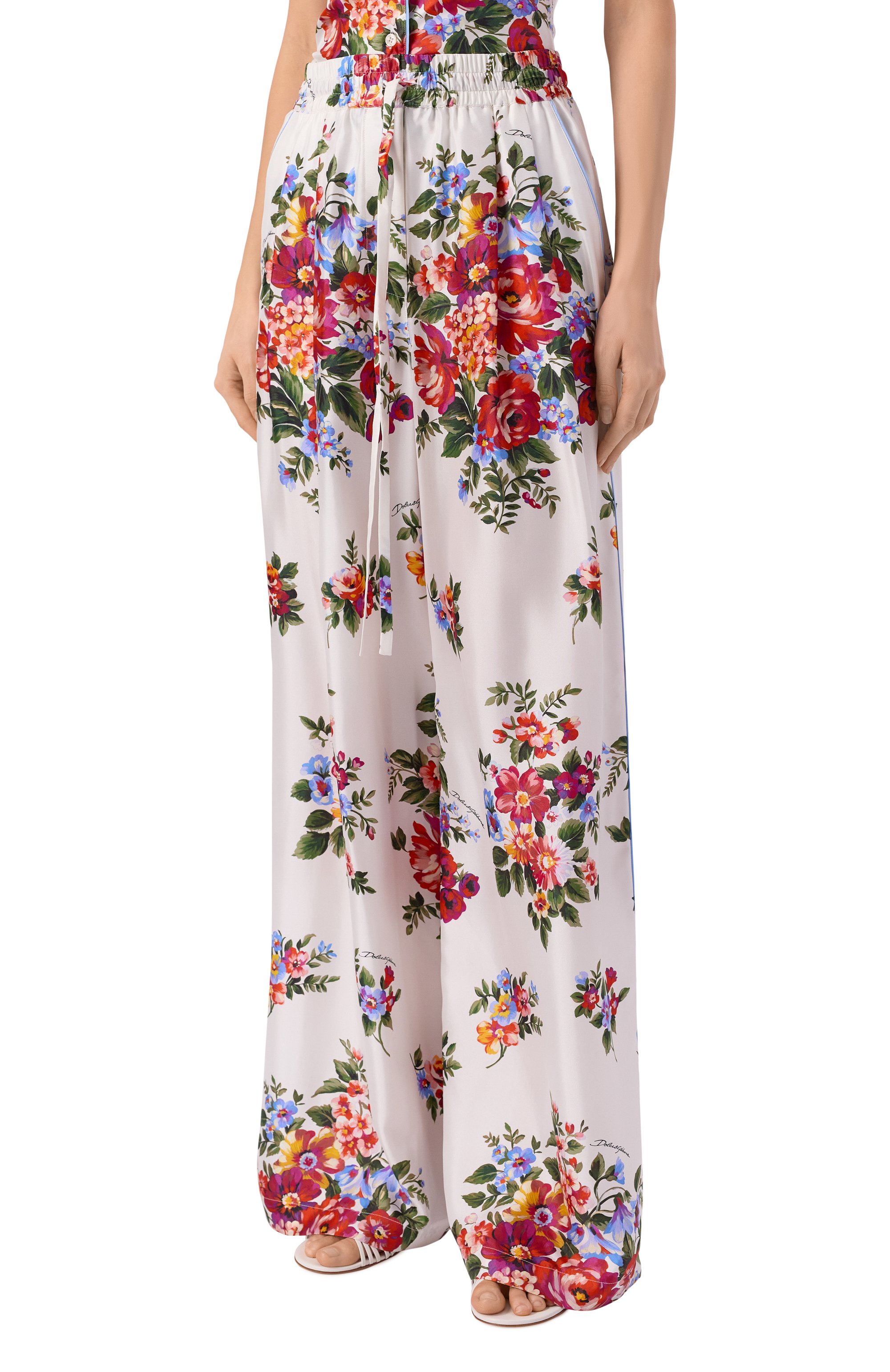 Шелковые брюки DOLCE & GABBANA белого цвета по цене 199500 руб., арт. FTDBNT/IS11I, фото 3 Шелковые брюки DOLCE & GABBANA, арт. FTDBNT/IS11I, фото 3