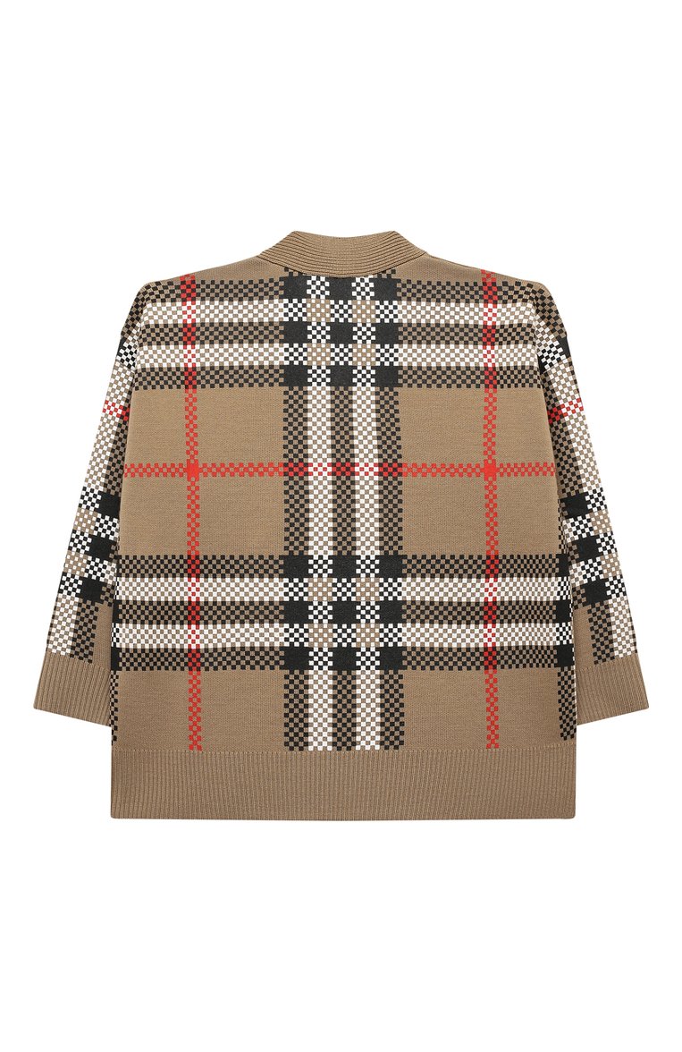 Детский шерстяной кардиган BURBERRY бежевого цвета, арт. 8068399 | Фото 2 (Материал внешний: Шерсть; Рукава: Длинные; Мальчики Кросс-КТ: Кардиган-одежда)