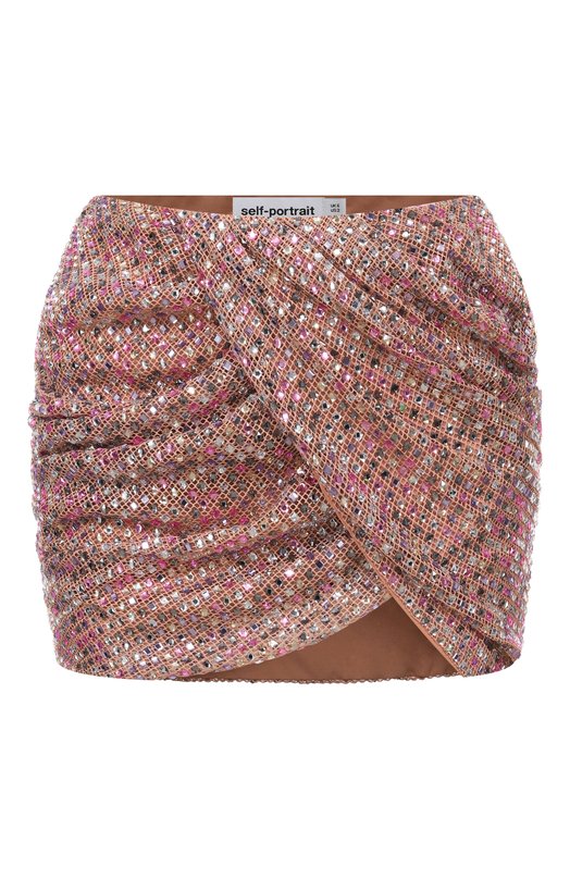 Юбка с отделкой стразами self-portrait RS26553SKMU Бежевый RS26553SKMU