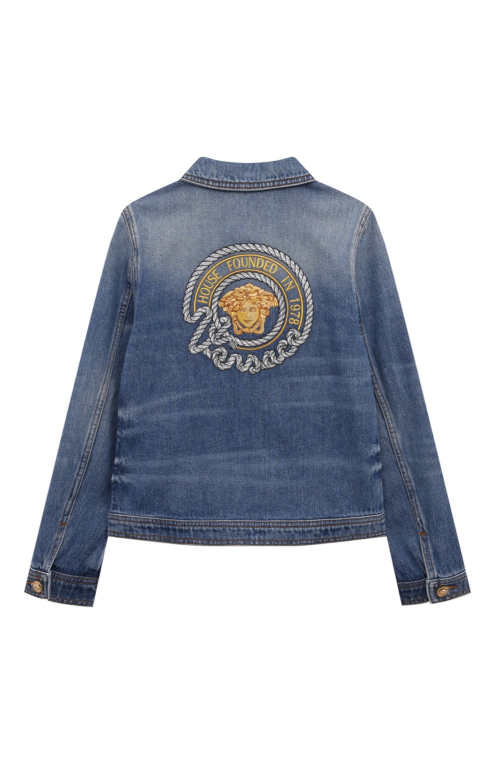 Джинсовая куртка VERSACE голубого цвета по цене 59900 руб., арт. 1013840/1A09711/8A-14A, фото 2 Джинсовая куртка VERSACE, арт. 1013840/1A09711/8A-14A, фото 2