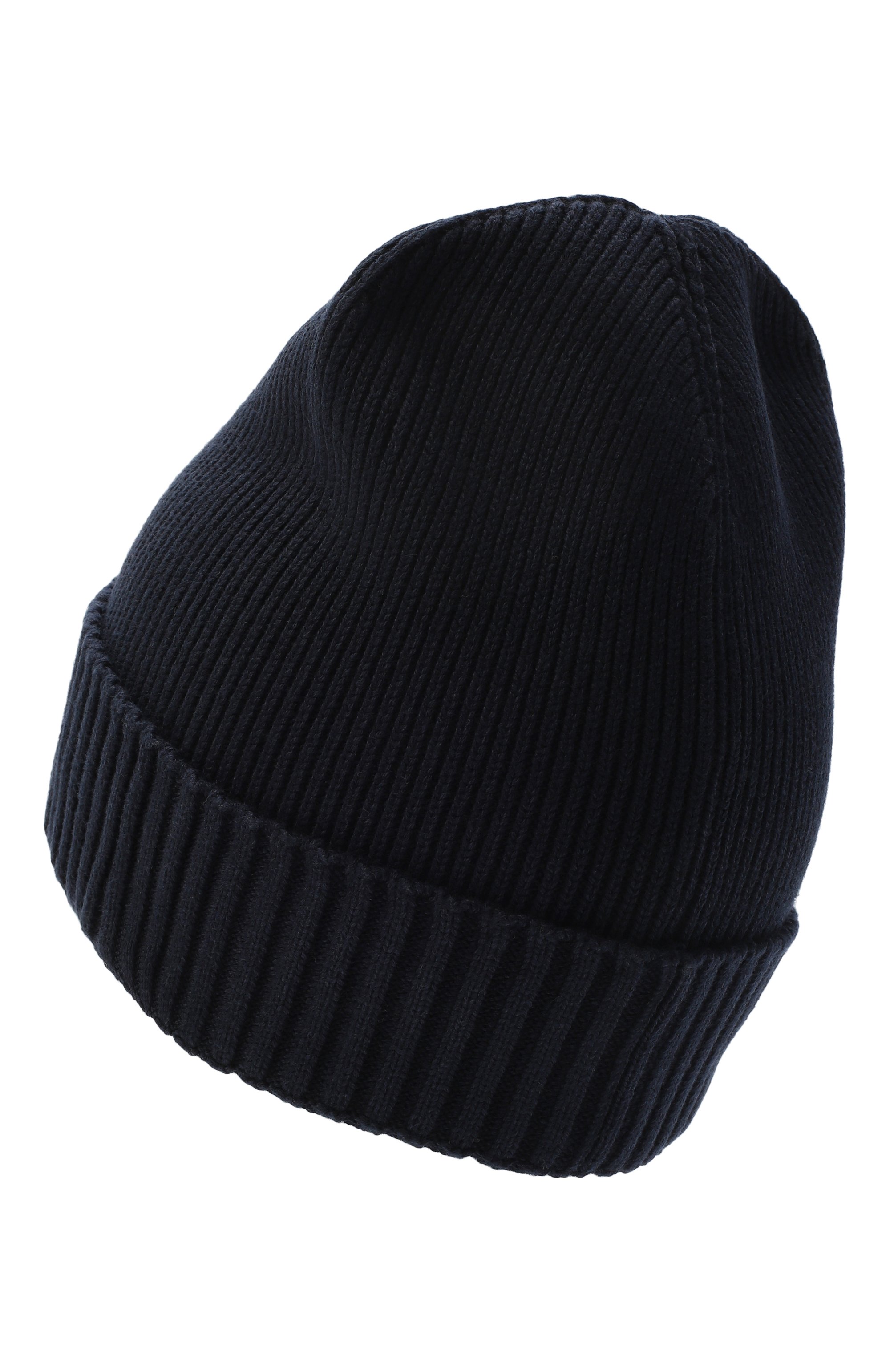 Шапка из хлопка и шерсти BOSS темно-синего цвета по цене 8295 руб., арт. 50499423, фото 2 Шапка из хлопка и шерсти BOSS, арт. 50499423, фото 2