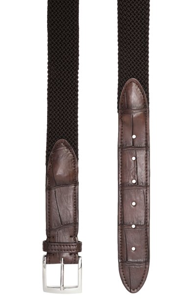 Ремень с отделкой из кожи крокодила KITON, арт. USC4336N0134003/90-120, фото 3