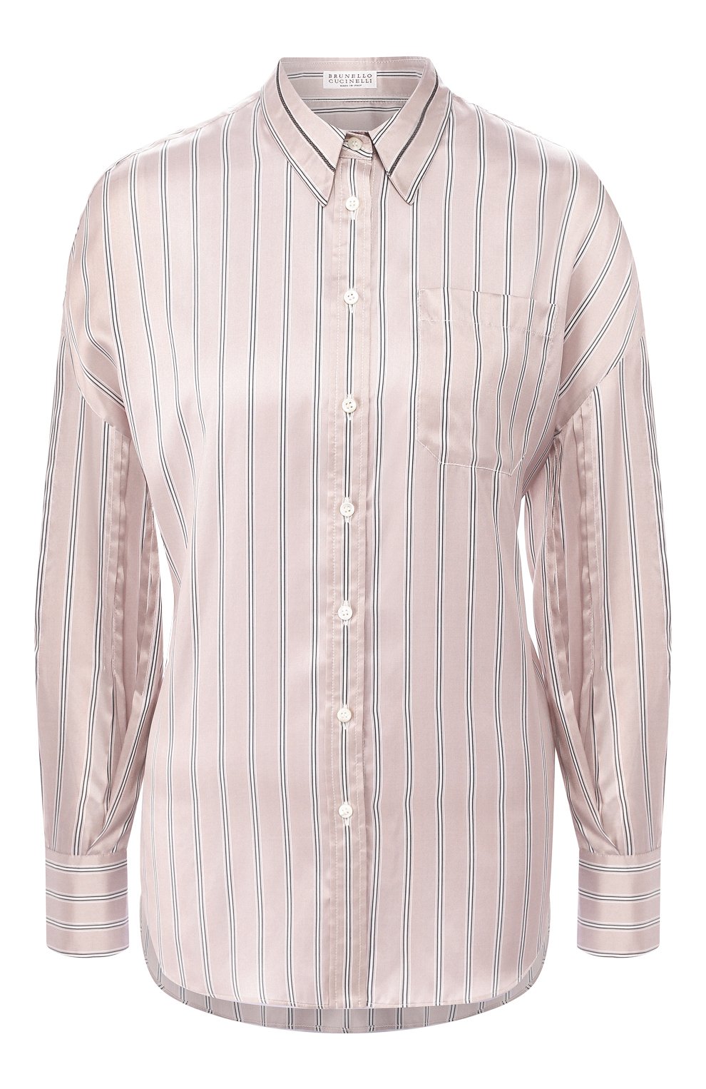 Шелковая рубашка BRUNELLO CUCINELLI серого цвета по цене 161500 руб., арт. MF774MY216, фото 1 Шелковая рубашка BRUNELLO CUCINELLI, арт. MF774MY216, фото 1