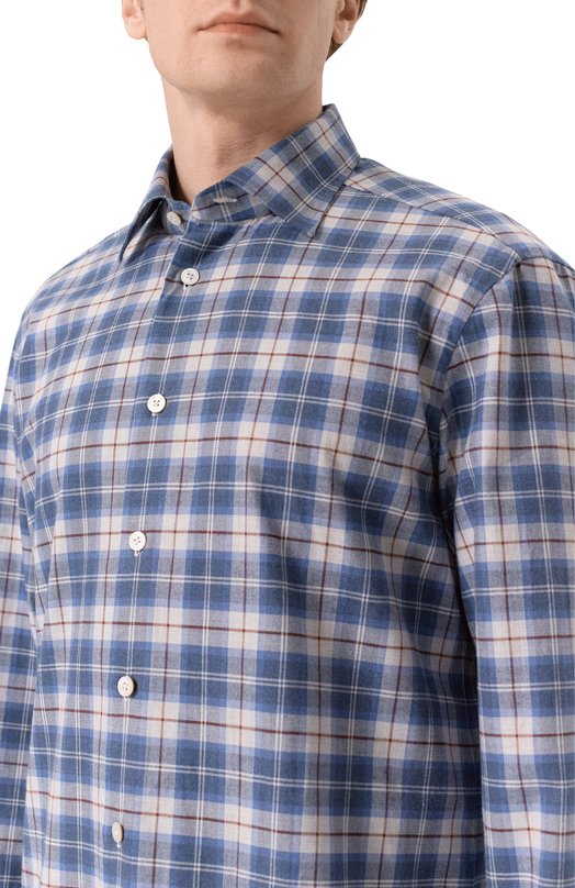 Хлопковая рубашка Kiton UCCH0943902 Голубой  UCCH0943902 Фото 5
