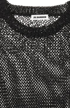 Женский шелковый пуловер JIL SANDER черного цвета, арт. J02GP0209/J16135 | Фото 6 (Материал сплава: Проставлено; Драгоценные камни: Проставлено; Материал внешний: Шелк; Рукава: Длинные; Женское Кросс-КТ: Пуловер-одежда; Стили: Минимализм; Длина (для топов): Стандартные)