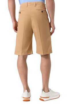 Мужские шорты CORNELIANI бежевого цвета, арт. 254EM2-2520127 | Фото 4 (Длина Шорты М: Ниже колена; Драгоценные камни: Проставлено; Материал сплава: Проставлено; Стили: Кэжуэл; Случай: Повседневный; Принт: Без принта; Материал внешний: Хлопок)