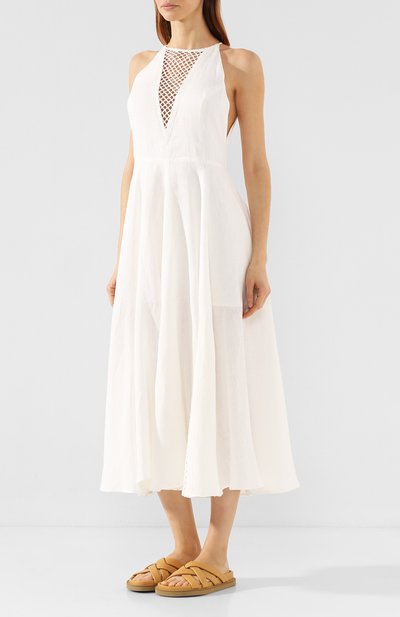Льняное платье A MERE CO белого цвета по цене 59950 руб., арт. AMC-R20-G3-33, фото 3 Льняное платье A MERE CO, арт. AMC-R20-G3-33, фото 3