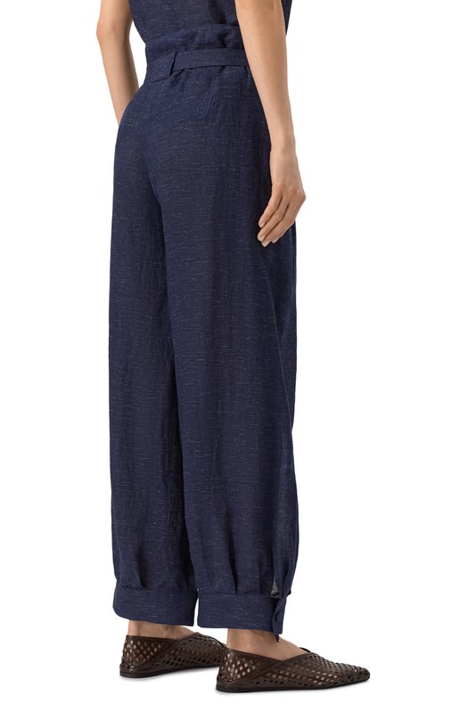 Брюки изо льна и вискозы Emporio Armani EW000975/TE10381 Синий  EW000975/TE10381 Фото 4