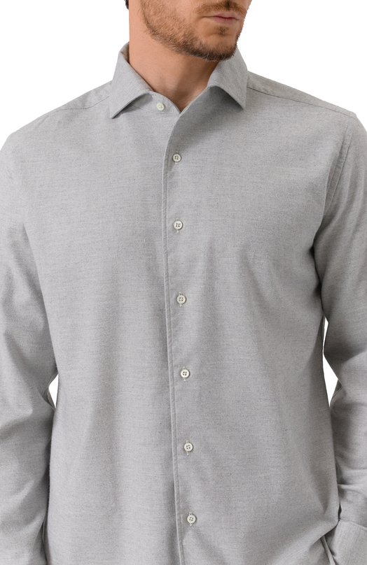 Рубашка из хлопка и кашемира Corneliani 26P156-2611629 Серый  26P156-2611629 Фото 5