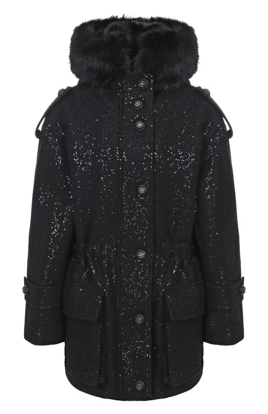 Парка с отделкой пайетками Elie Saab J0200NF25/PA012 Чёрный J0200NF25/PA012