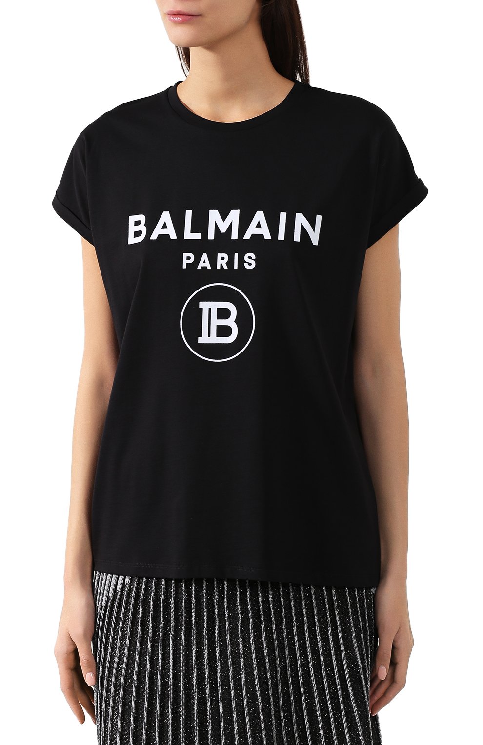 Хлопковая футболка BALMAIN черного цвета по цене 29950 руб., арт. SF11367/I193, фото 3 Хлопковая футболка BALMAIN, арт. SF11367/I193, фото 3
