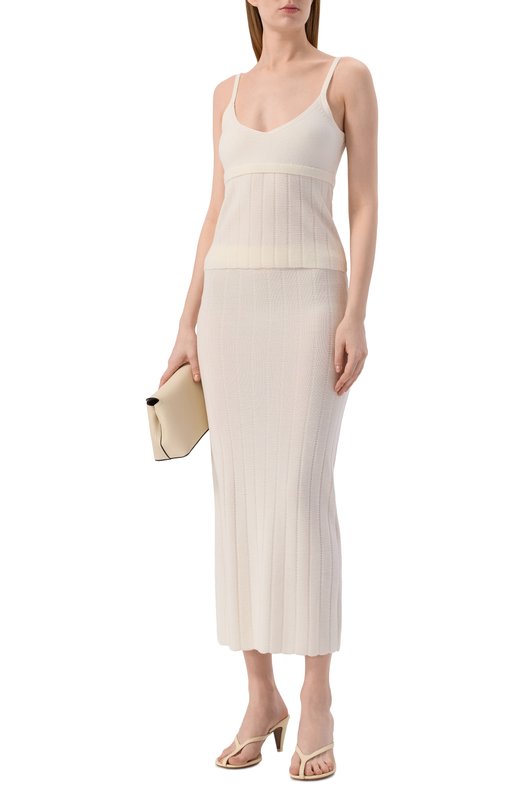 Шерстяной топ Yuzefi N0LA-TUCK STITCH STRAPPY T0P/KNIT Кремовый  N0LA-TUCK STITCH STRAPPY T0P/KNIT Фото 2