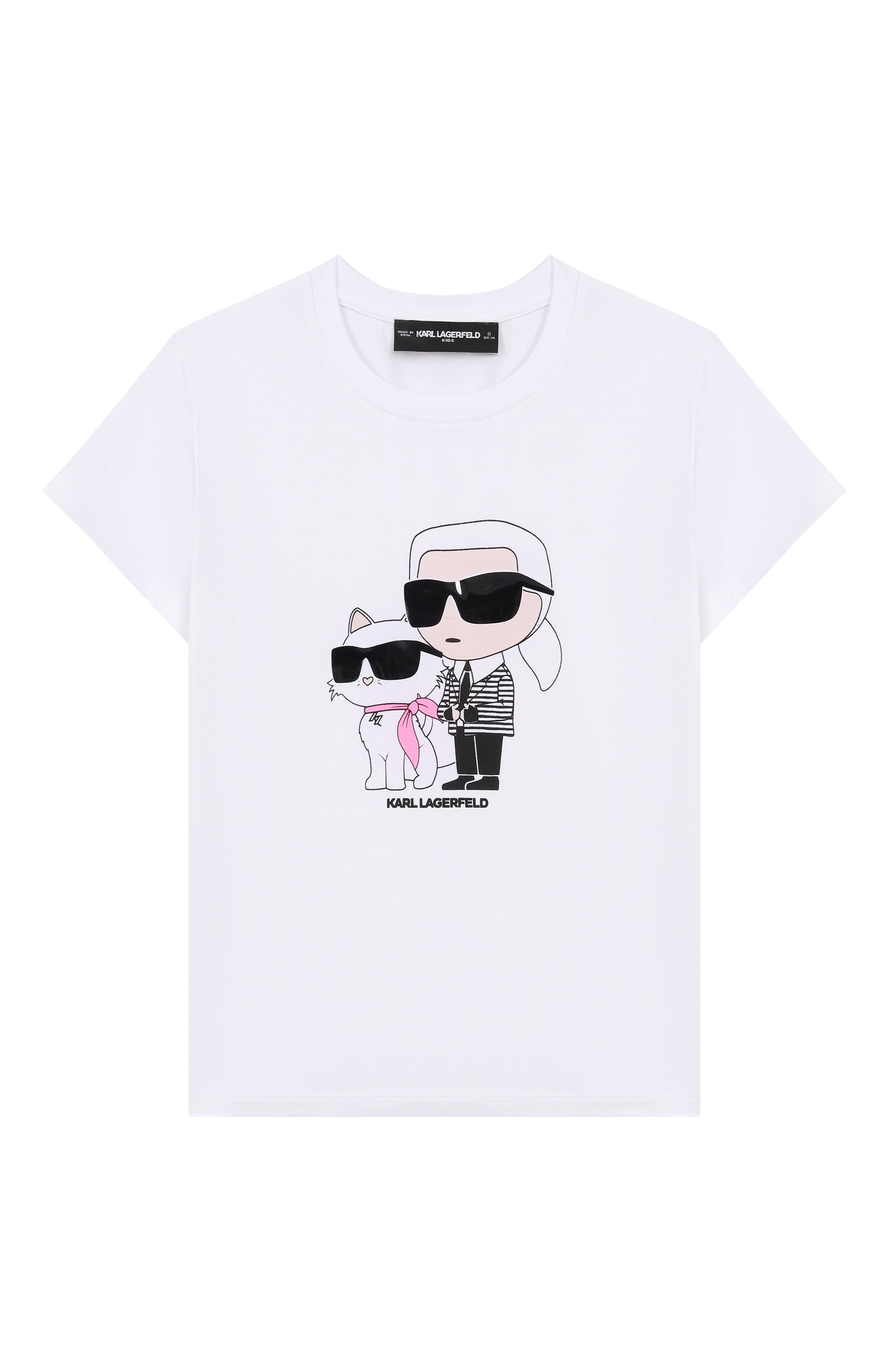Хлопковая футболка KARL LAGERFELD KIDS белого цвета по цене 11690 руб., арт. Z31157, фото 1 Хлопковая футболка KARL LAGERFELD KIDS, арт. Z31157, фото 1