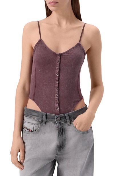 Боди из вискозы DIESEL коричневого цвета по цене 14250 руб., арт. A20360/0DCCQ, фото 3 Боди из вискозы DIESEL, арт. A20360/0DCCQ, фото 3