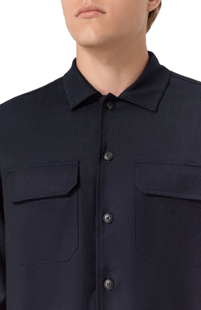 Шерстяная рубашка CAPOBIANCO темно-синего цвета по цене 67550 руб., арт. 19M501.FL00., фото 5 Шерстяная рубашка CAPOBIANCO, арт. 19M501.FL00., фото 5