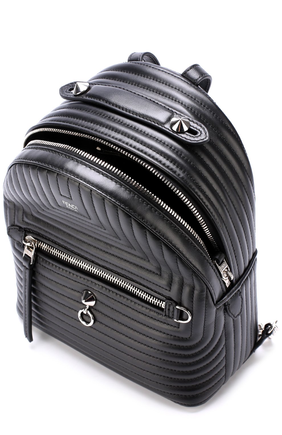 Рюкзак с металлической отделкой FENDI черного цвета по цене 194500 руб., арт. 8BZ038/I8F, фото 4 Рюкзак с металлической отделкой FENDI, арт. 8BZ038/I8F, фото 4