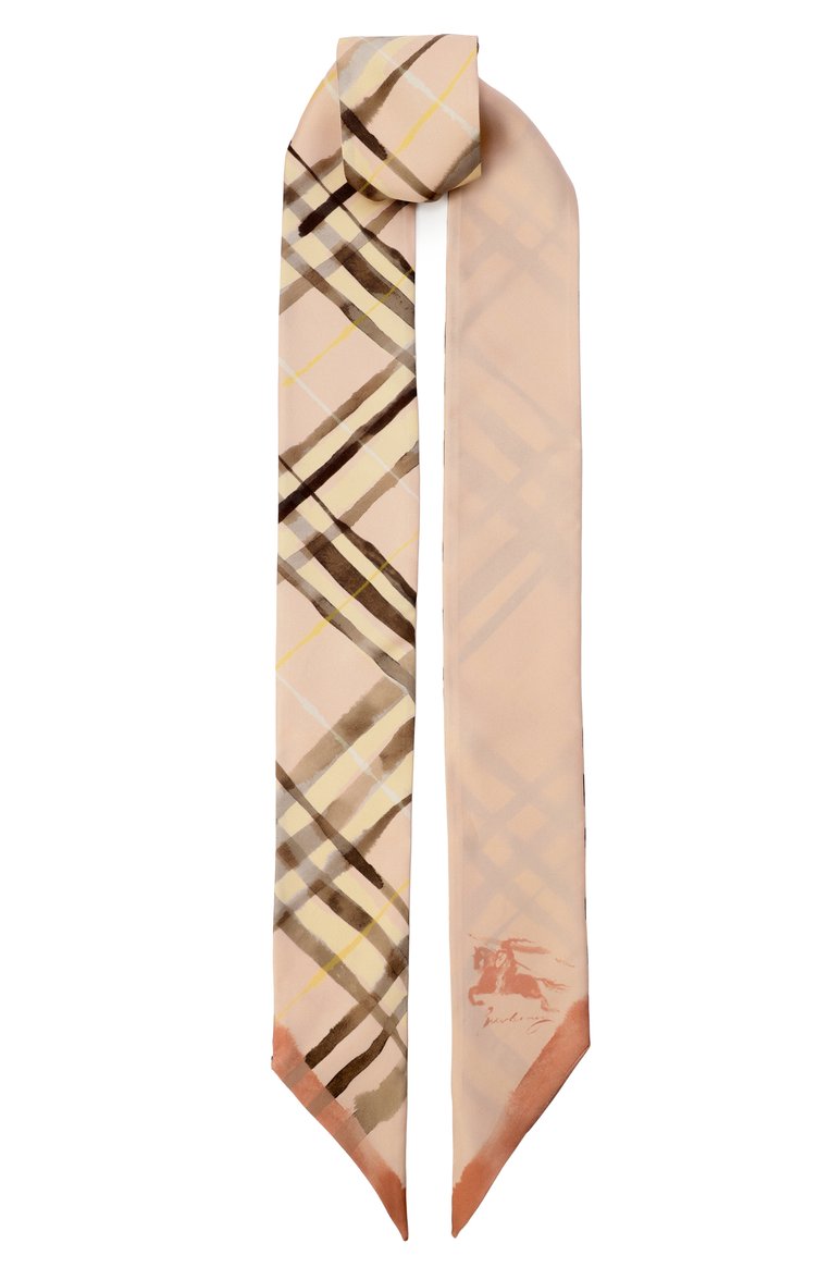 Женский шелковый шарф-твилли BURBERRY светло-розового цвета, арт. 8102101 | Фото 1 (Нос: Не проставлено; Материал: Текстиль, Шелк)