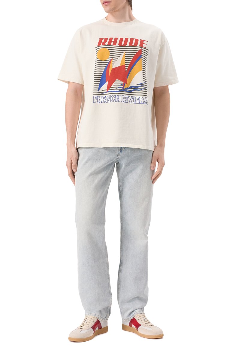 Мужс�кие джинсы straight 7 FOR ALL MANKIND голубого цвета, арт. JSSCE180CS | Фото 2 (Длина (брюки, джинсы): Стандартные; Кросс-КТ: Деним; Материал внешний: Деним, Хлопок; Силуэт М (брюки): Прямые; Стили: Повседневный; Автоматизация ТО: Проставлено; Автоматизация состава: Проставлено; Детали: Делаве)
