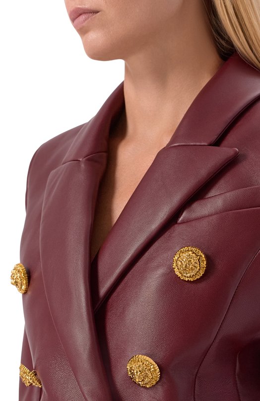Кожаный жакет Balmain FF0SG187/LC62 Бордовый  FF0SG187/LC62 Фото 5