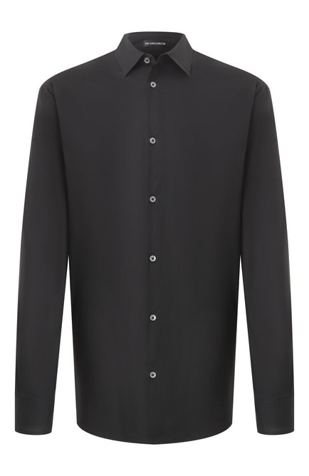 Мужская хлопковая рубашка ANN DEMEULEMEESTER черного цвета, арт. B0010522/FA555 | Фото 1 (Длина (для топов): Стандартные; Драгоценные камни: Проставлено; Материал внешний: Хлопок; Рукава: Длинные; Материал сплава: Проставлено)