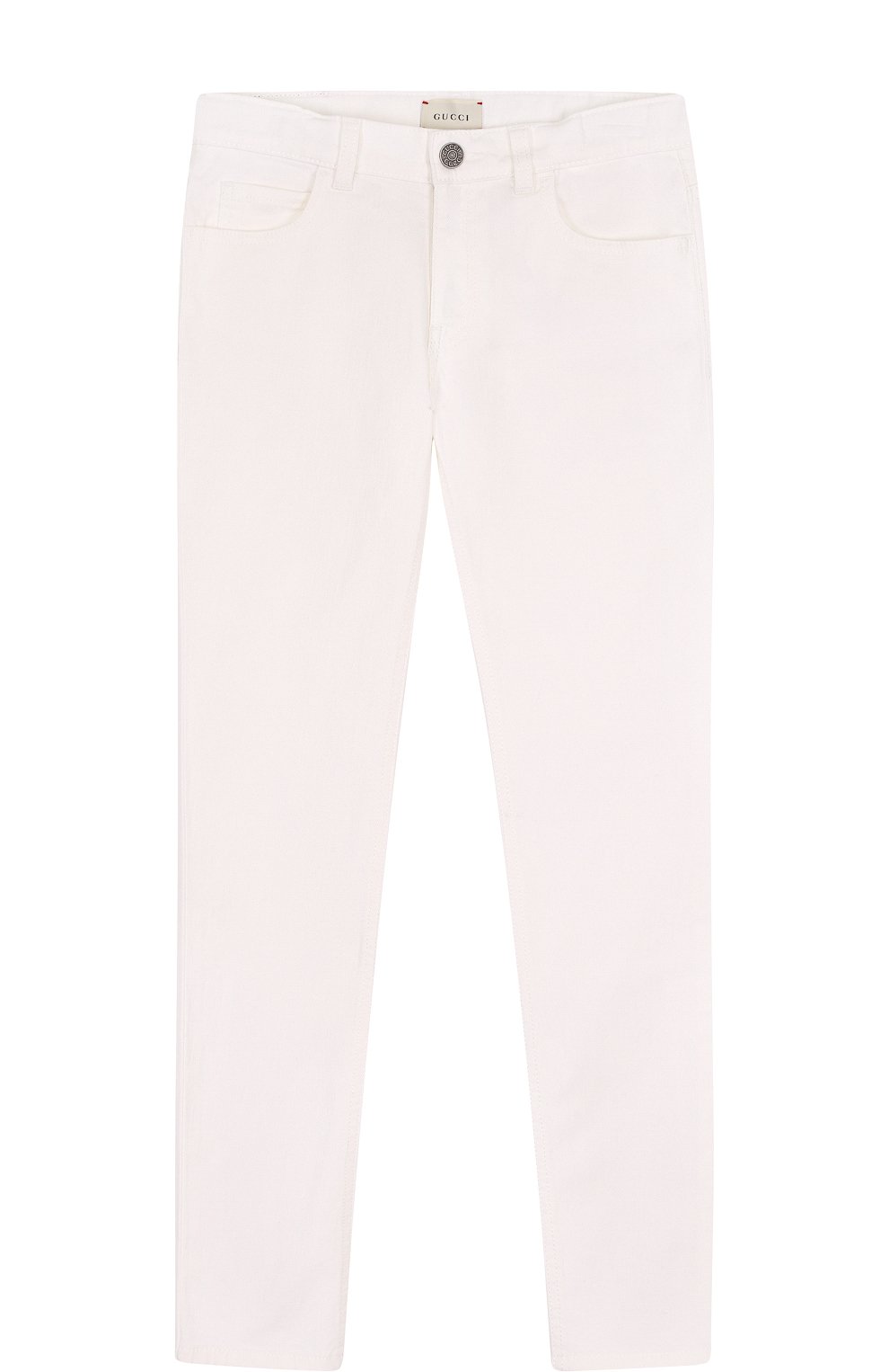 Джинсы зауженного кроя GUCCI белого цвета по цене 28300 руб., арт. 457171/XR448, фото 1 Джинсы зауженного кроя GUCCI, арт. 457171/XR448, фото 1