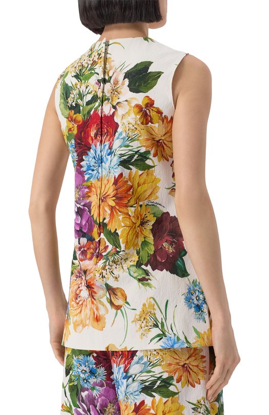 Топ из хлопка и вискозы Dolce & Gabbana F7BA0T/FSRQU Белый  F7BA0T/FSRQU Фото 4