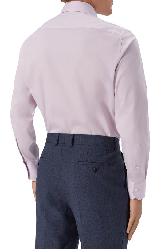 Хлопковая сорочка Zegna 9MS0BA/901351A9 Сиреневый  9MS0BA/901351A9 Фото 4