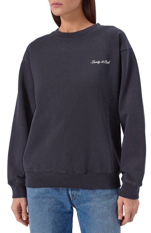 Хлопковый свитшот Sporty and Rich ST07160326BA01 Чёрный  ST07160326BA01 Фото 3