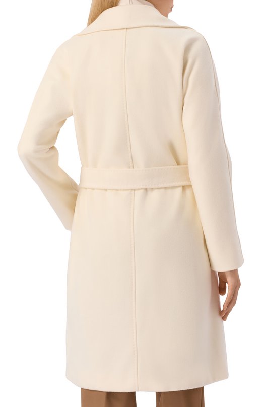 Шерстяное пальто Max Mara Studio DRAVENNA Кремовый  DRAVENNA Фото 4