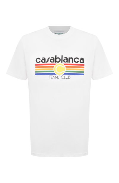 Хлопковая футболка CASABLANCA, арт. MS21-TS-001 WHITE - TENNIS STRIPE, фото 1