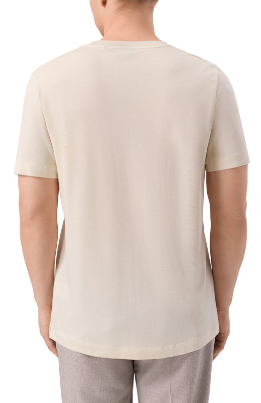 Футболка из лиоцелла и хлопка BOSS 50555102 Кремовый  50555102 Фото 4