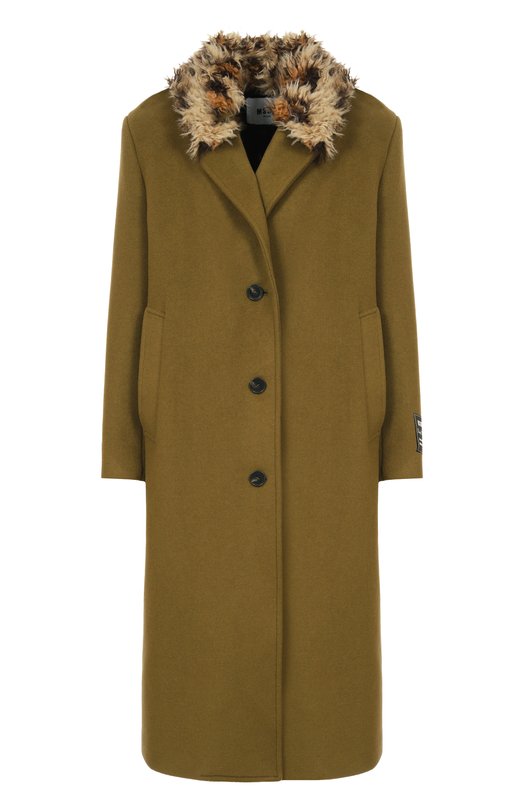 Шерстяное пальто MSGM 3941MDC15Y/257603 Хаки 3941MDC15Y/257603