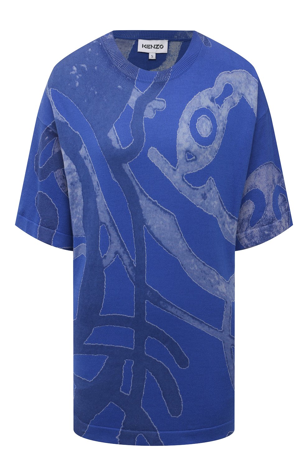 Хлопковая футболка KENZO синего цвета по цене 32550 руб., арт. FB52PU5873TD, фото 1 Хлопковая футболка KENZO, арт. FB52PU5873TD, фото 1