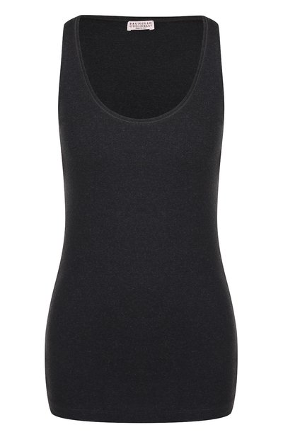 Женский однотонный хлопковый топ BRUNELLO CUCINELLI, арт. M0TC8B4400