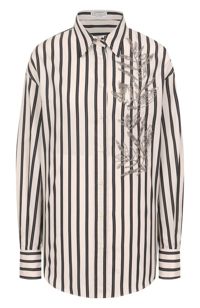 Рубашка из хлопка и шелка BRUNELLO CUCINELLI, арт. MH765RJ616, фото 1