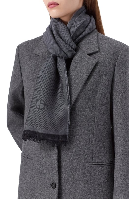 Шарф из кашемира и хлопка Giorgio Armani GW001937/AF19154 Серый  GW001937/AF19154 Фото 2