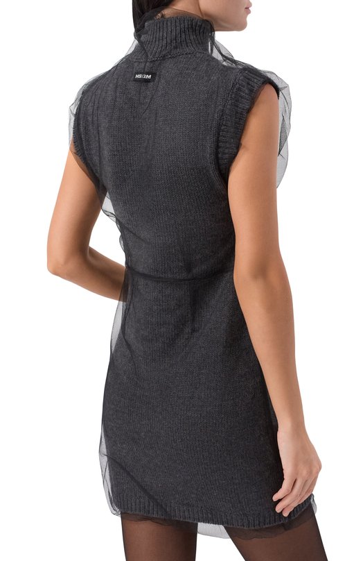 Шерстяное платье MSGM 3942MDA193/257988 Серый  3942MDA193/257988 Фото 3