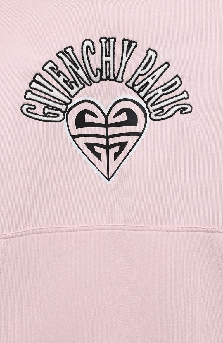 Детский хлопковое худи GIVENCHY светло-розового цвета, арт. H15347/12+/14 | Фото 3 (Рукава: Длинные; Материал внешний: Хлопок; Девочки Кросс-КТ: Худи-одежда; Тематический товар: Disney; Автоматизация ТО: Проставлено; Автоматизация состава: Проставлено; Ростовка одежда: 13 - 15 лет | 158 см)