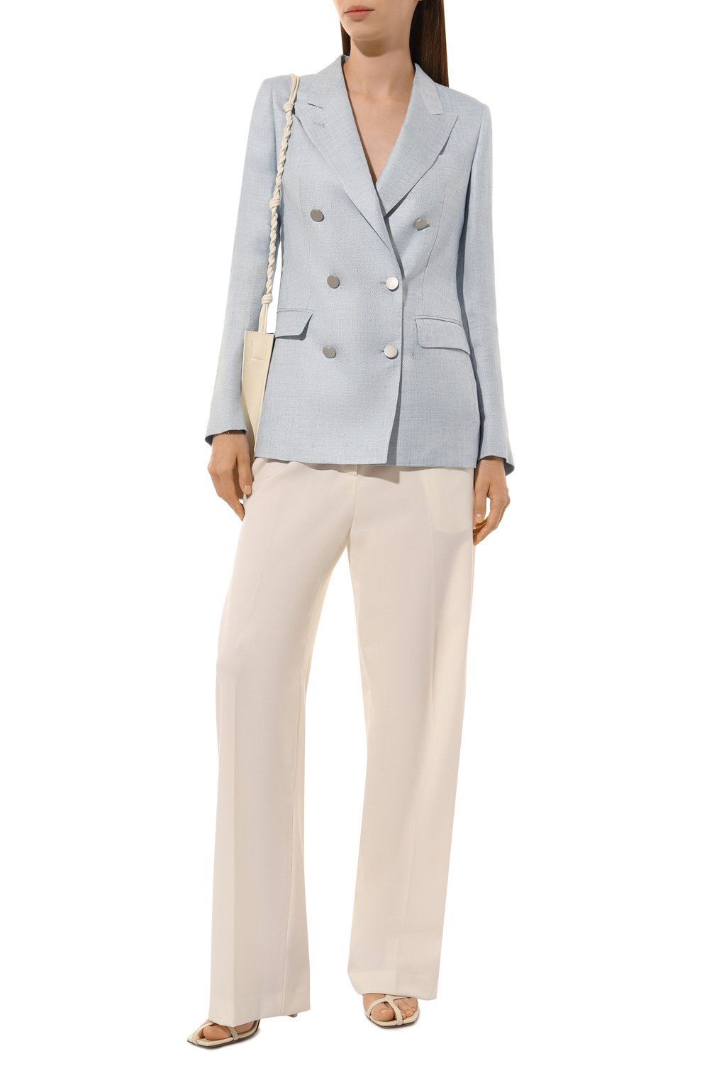 Жакет изо льна и вискозы TAGLIATORE 0205 голубого цвета по цене 87550 руб., арт. J-PARIGI10B/H70016/I1213, фото 2 Жакет изо льна и вискозы TAGLIATORE 0205, арт. J-PARIGI10B/H70016/I1213, фото 2