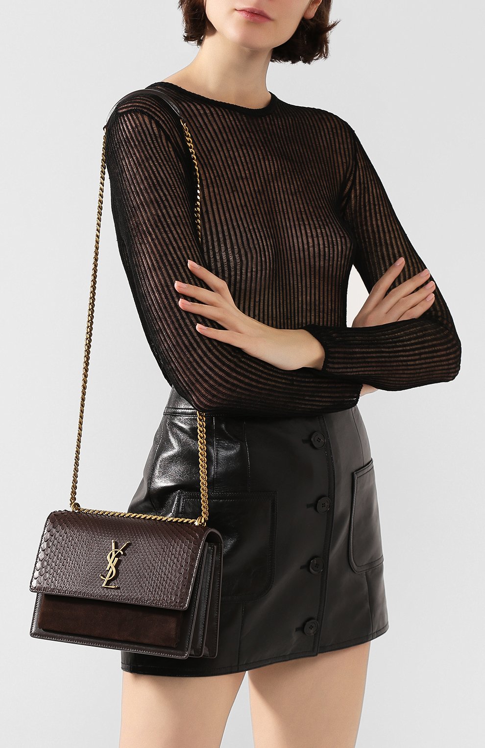 Сумка sunset medium из кожи питона SAINT LAURENT, арт. 442906/LFQQW/PBIV, фото 5