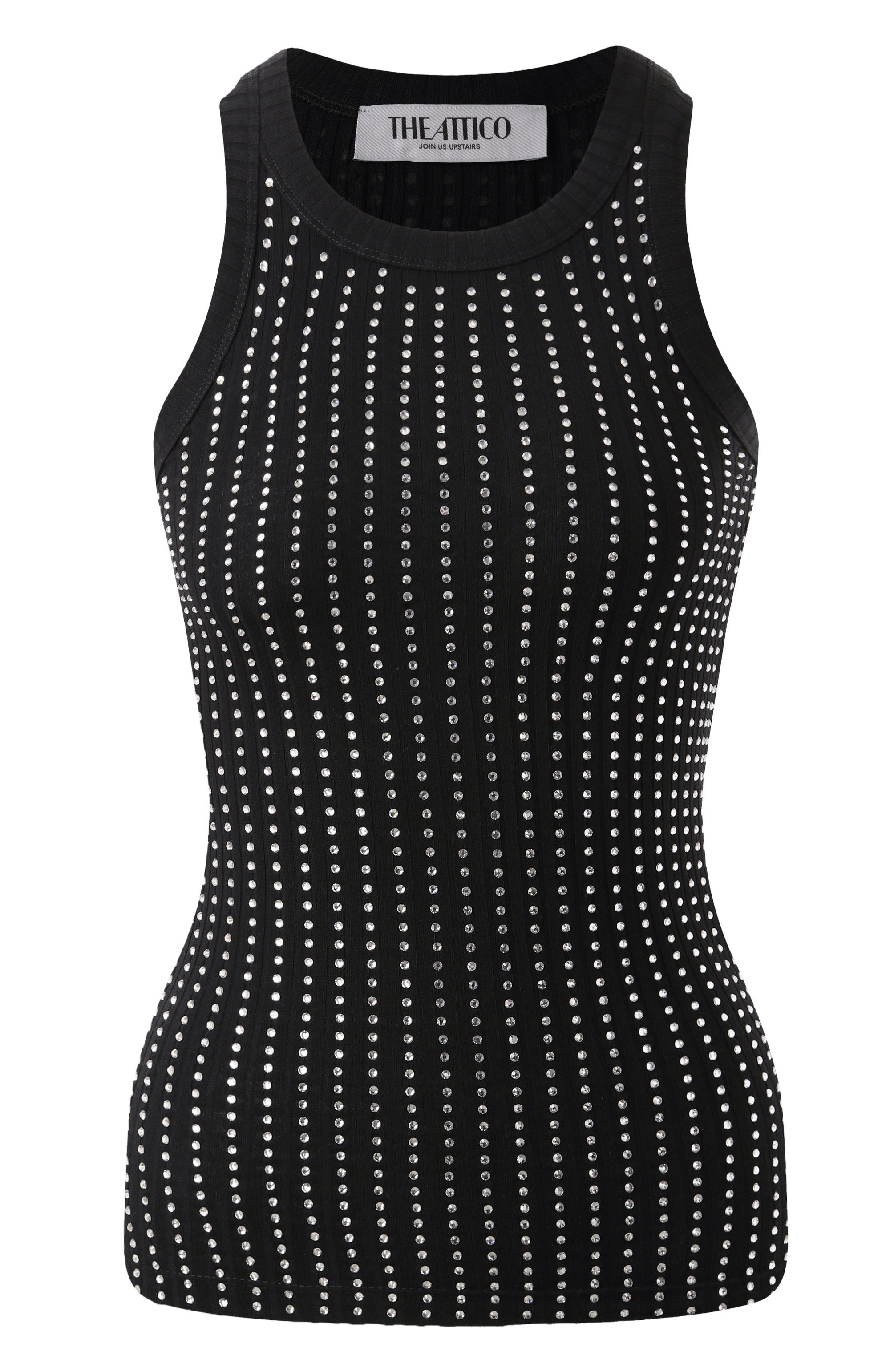 Топ с отделкой стразами THE ATTICO черного цвета по цене 67100 руб., арт. 250WCN00004/JJJ051TR, фото 1 Топ с отделкой стразами THE ATTICO, арт. 250WCN00004/JJJ051TR, фото 1