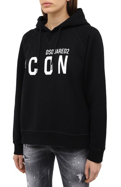 Хлопковое худи DSQUARED2 черного цвета по цене 32450 руб., арт. S80GU0004/S25042, фото 3 Хлопковое худи DSQUARED2, арт. S80GU0004/S25042, фото 3