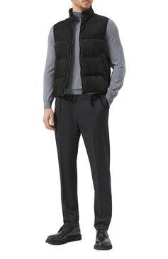 Мужской замшевый жилет ZEGNA черного цвета, арт. E184/UEPVMA8 | Фото 2 (Материал сплава: Проставлено; Материал утеплителя: Шерсть, Пух и перо; Драгоценные камни: Проставлено; Материал внешний: Натуральная кожа; Длина (верхняя одежда): Короткие; Мужское Кросс-КТ: жилеты-объемные; Стили: Кэжуэл)
