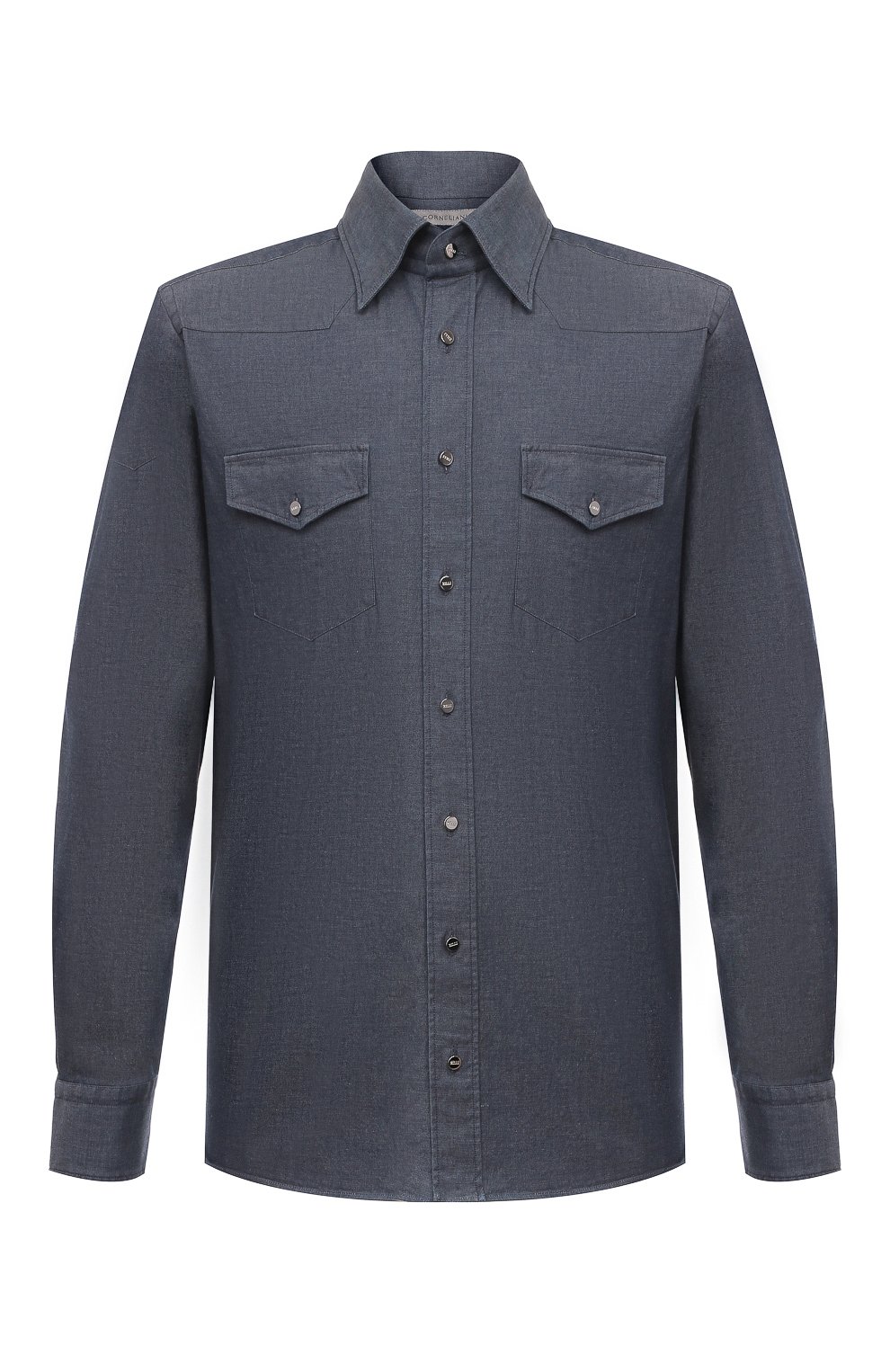 Хлопковая рубашка ZILLI темно-синего цвета по цене 75650 руб., арт. REGC02ZSLBL75ZS306709, фото 1 Хлопковая рубашка ZILLI, арт. REGC02ZSLBL75ZS306709, фото 1