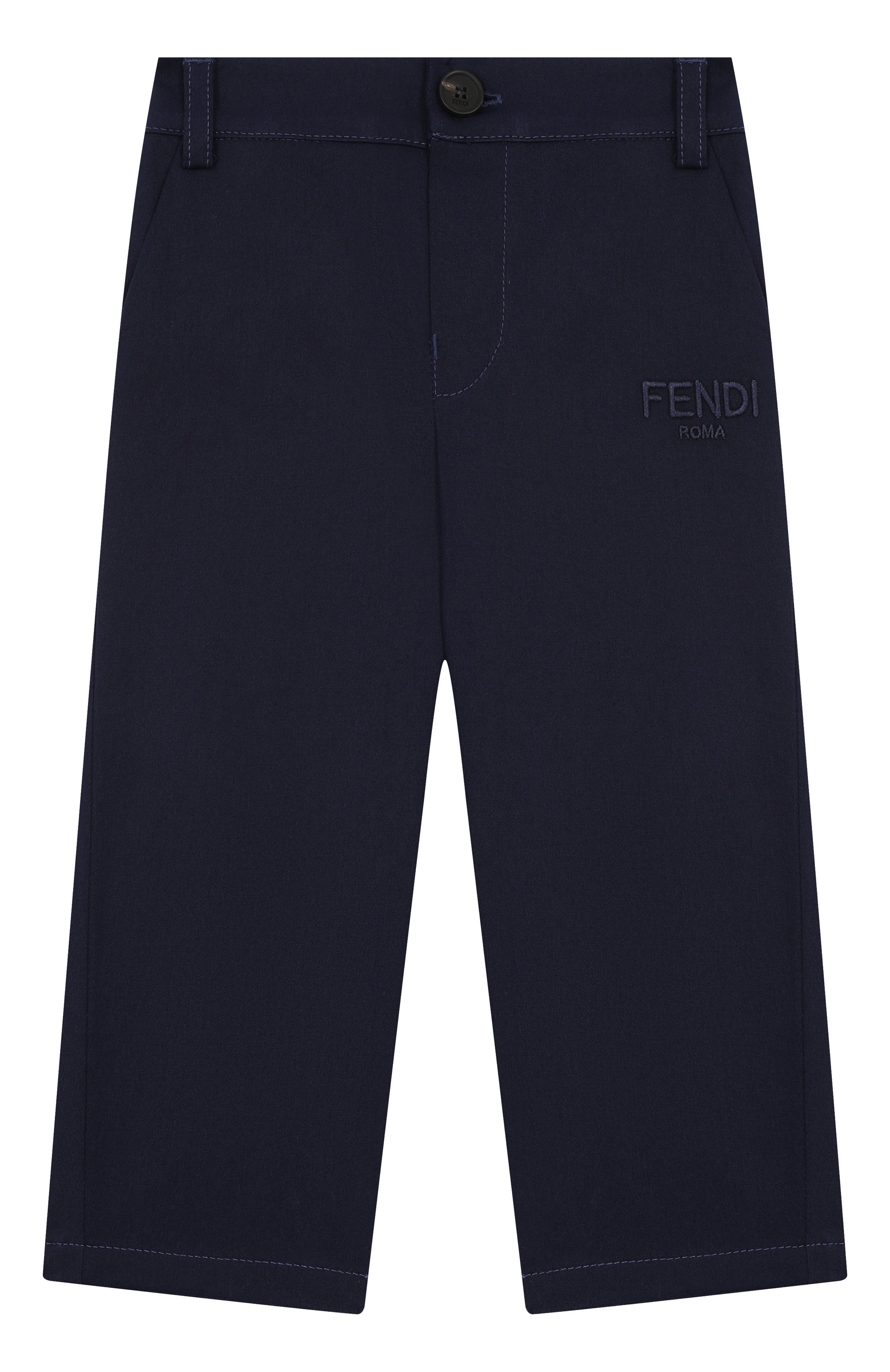 Хлопковые брюки FENDI темно-синего цвета по цене 43400 руб., арт. BMF232/ADEH, фото 1 Хлопковые брюки FENDI, арт. BMF232/ADEH, фото 1