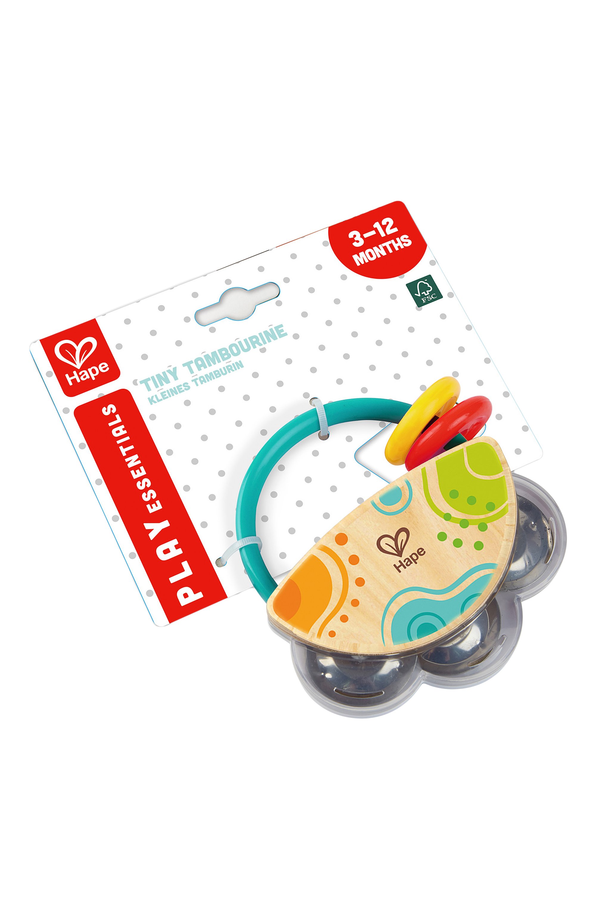 Игрушка-погремушка бубен HAPE разноцветного цвета по цене 1460 руб., арт. E0128_HP, фото 1 Игрушка-погремушка бубен HAPE, арт. E0128_HP, фото 1