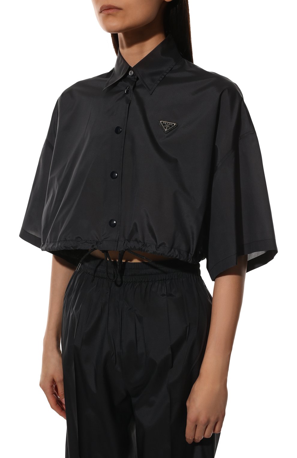 Шелковая рубашка PRADA синего цвета по цене 135000 руб., арт. P454F-10GP-F0008-221, фото 3 Шелковая рубашка PRADA, арт. P454F-10GP-F0008-221, фото 3