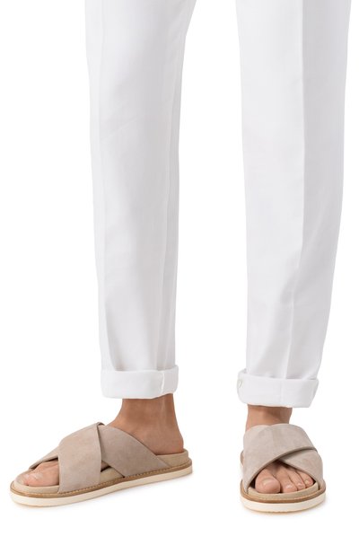 Замшевые шлепанцы cross-over BRUNELLO CUCINELLI, арт. MZUSILY327, фото 3